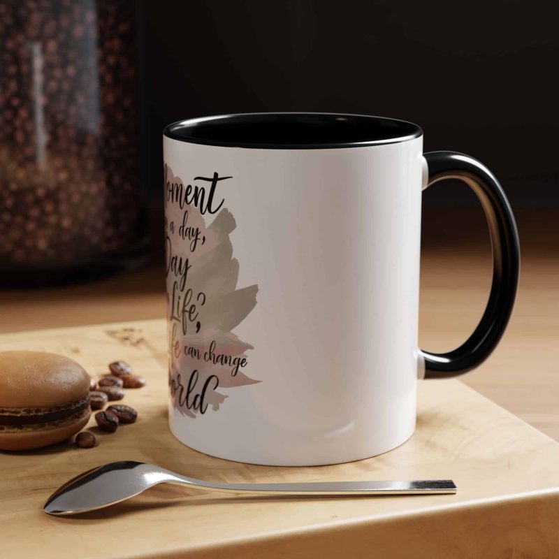 Accent Mug - Inspirational Quote 'One Day, One Moment, One Life'