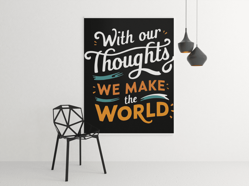 'With Our Thoughts We Make the World' Motivational Quote on Canvas Print - Image 4