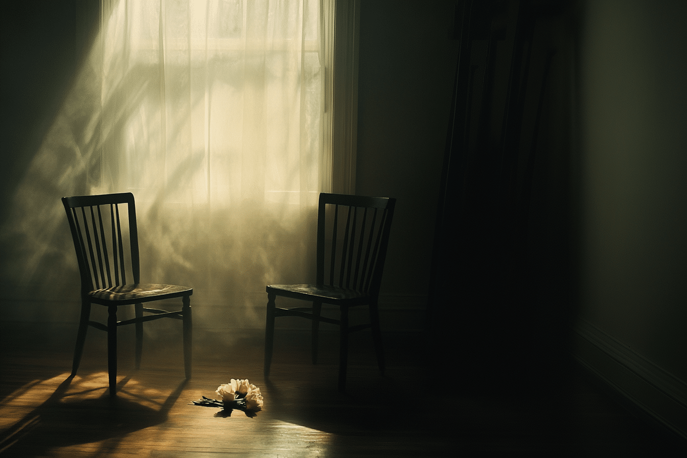 Magical Lamb 69206 A Dimly Lit Room With Two Empty Chairs Facin C9f344a8 1da9 43d1 834d Bb62348cd38a
