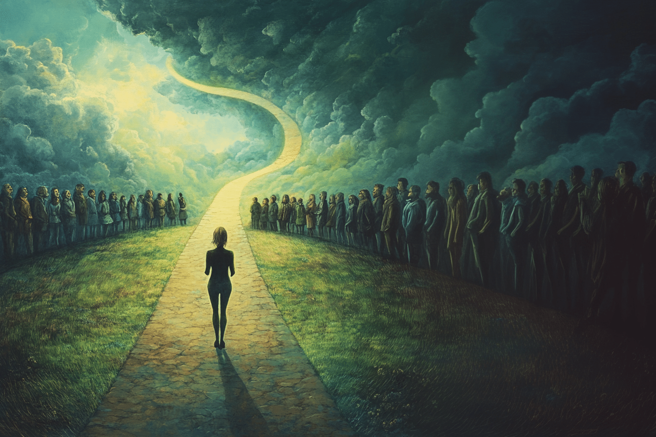 Magical Lamb 69206 A Person Standing At A Crossroads Looking Th Bd4a7edf 4138 42c5 8229 4b7133253823